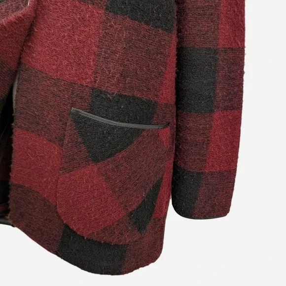 Soft Surroundings Red Plaid Wool Blend Pea Coat – Medium - Picture 6 of 8